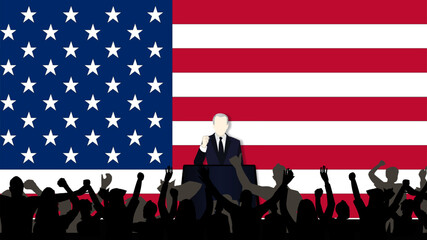 American presidential campaign crowd. Used for decoration, advertising design, websites or publications, banners, posters and brochures.