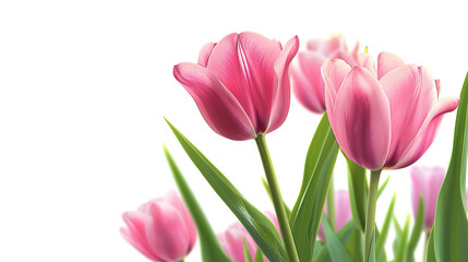 Amazing Easter composition with fresh tulips and easter eggs isolated on white