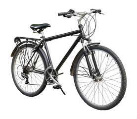 City black bicycle isolated on transparent background