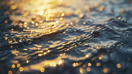 Close-up of water surface with sparkling light reflections - obrazy, fototapety, plakaty