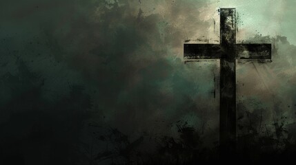 Abstract grunge cross with textured background - obrazy, fototapety, plakaty