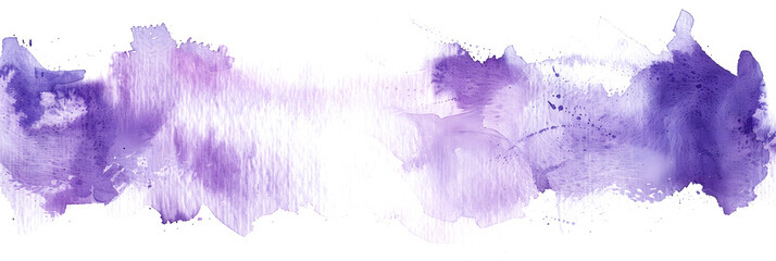 Lavender and lilac watercolor paint ombre on transparent background.
