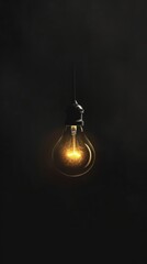 Illuminated light bulb on dark background