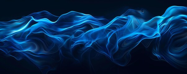 Abstract blue smoke on dark background - obrazy, fototapety, plakaty