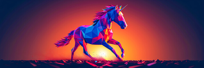 Magical unicorn silhouette, abstract art blending fantasy and nature