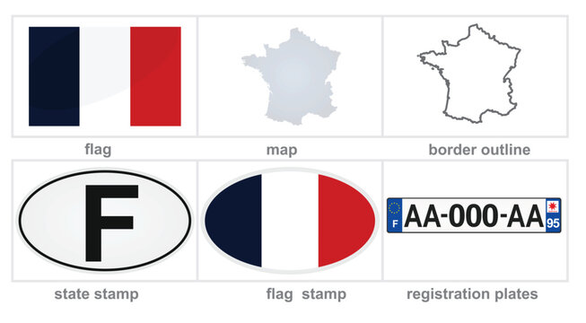 France labels set. vector illustration