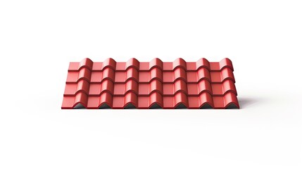 minimalist elegance of a side view shot from behind, featuring a row of 3 red roof tiles in a flat design icon. Simple, stylish, and impactful on a white background.
