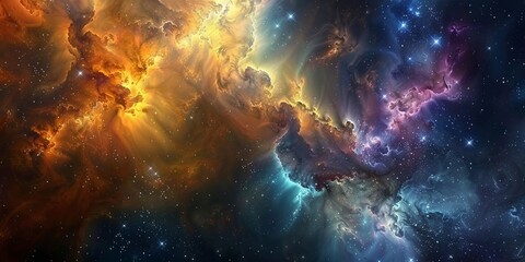 Fototapeta premium A nebulas colors blend seamlessly into the cosmos, a space spectacle of natural art