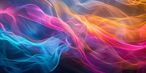 A symphony of light waves, colorful and flowing, abstract beauty in motion - obrazy, fototapety, plakaty