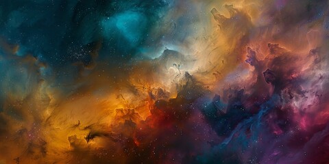 An abstract vision of a nebula, where colors and space dust create a celestial masterpiece - obrazy, fototapety, plakaty