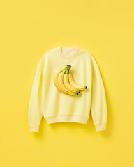 Yellow sweatshirt with banana fruits. Fashion clothes concept