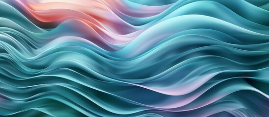 Smooth abstract teal blue background with silky waves, Abstract wavy flowing background, AI generated - obrazy, fototapety, plakaty