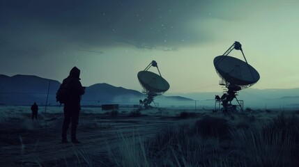 The search for extraterrestrial life, signals in the silence - obrazy, fototapety, plakaty