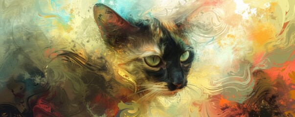 Abstract colorful cat portrait