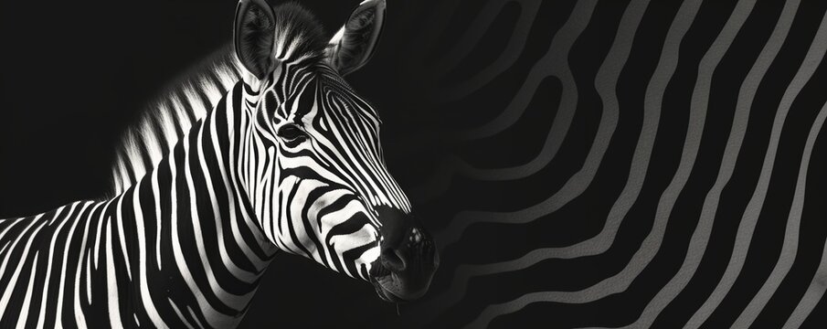 Artistic black and white zebra portrait