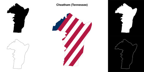Cheatham County (Tennessee) outline map set - obrazy, fototapety, plakaty