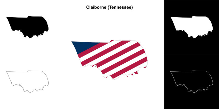 Claiborne County (Tennessee) outline map set