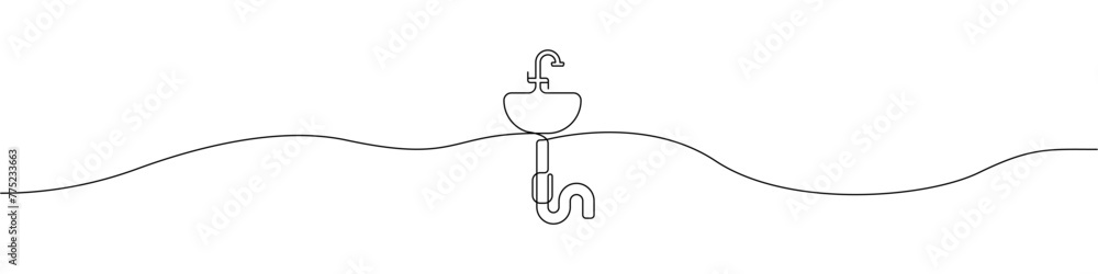 Poster sink icon line continuous drawing vector. one line washstand icon vector background. sink icon. cont