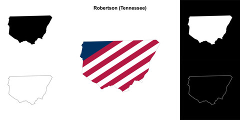 Robertson County (Tennessee) outline map set - obrazy, fototapety, plakaty