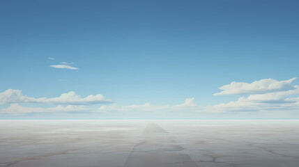 Empty asphalt floor and blue sky