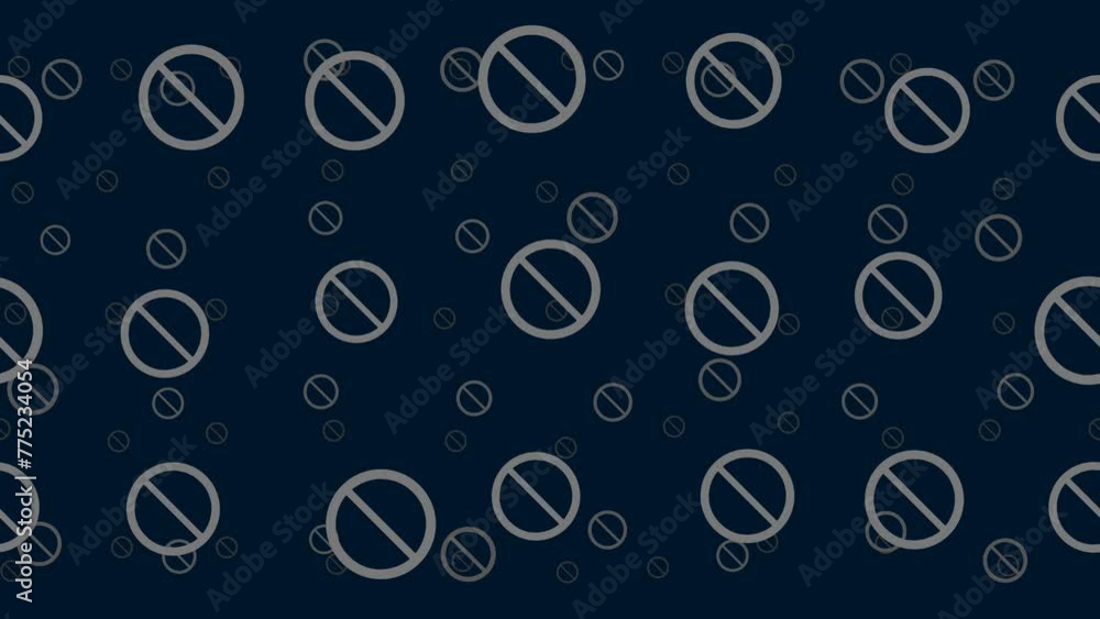 Poster no parking signs float horizontally from left to right. parallax fly effect. floating symbols are lo