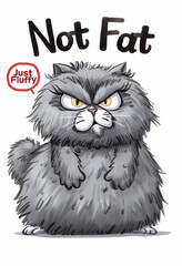 not fat, just fluffy! funny grumpy cartoon cat