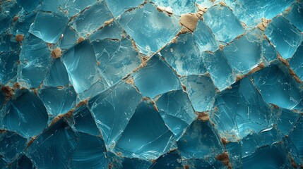 Close-up of broken blue glass - obrazy, fototapety, plakaty