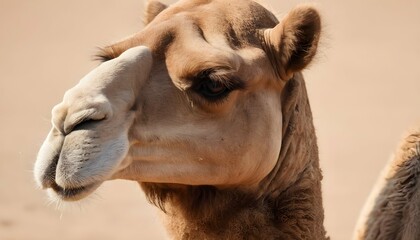 A Camel Chewing Cud With A Contemplative Expressio - obrazy, fototapety, plakaty