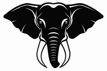 elephant head silhouette black vector illustration