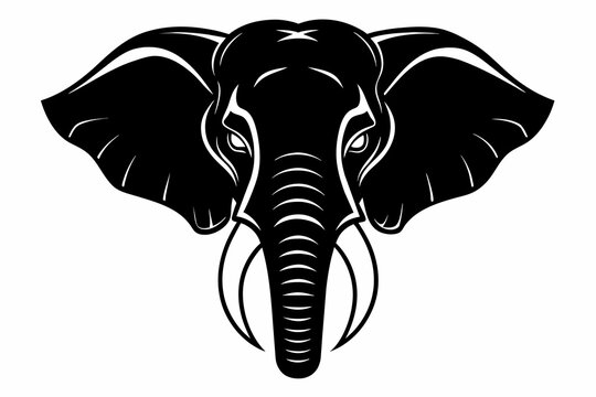 recommend clip art: elephant head silhouette black vector illustration