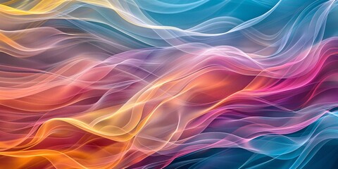 The serene flow of colorful light waves, an abstract representation of motion