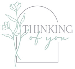 Thinking Of You | Arch Floral Frame | Wildflower Arched Border | Botanical Line Art Vector