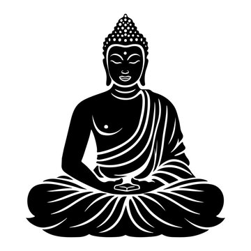 Meditating Buddha Silhouette vector template