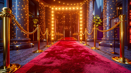 Luxury Indian wedding ceremony, colorful and elegant decor for marriage celebration