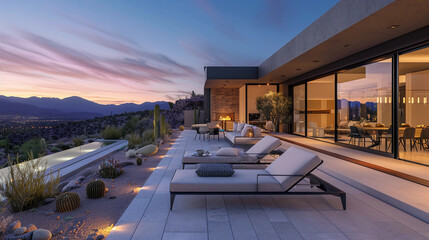 Obraz premium Beautiful dramatic patio with a stunning view.