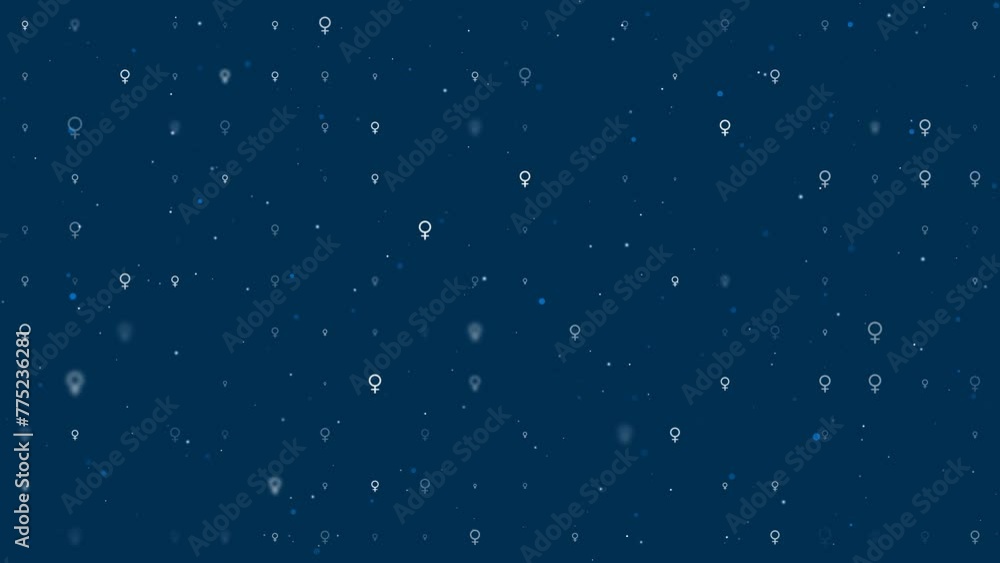 Poster template animation of evenly spaced venus symbols of different sizes and opacity. animation of trans