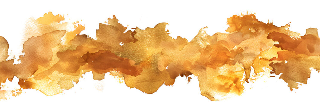 Gold and bronze watercolor shimmer on transparent background.