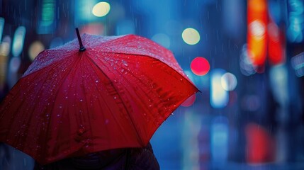 Umbrella in rainy weather, with copy space for text. Generative AI