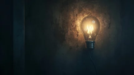 Poster Illuminated light bulb against a dark textured background © LabirintStudio