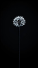 Obraz premium Dandelion silhouette against a black background