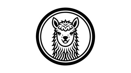 a-alpaca-icon-in-circle-logo vector illustration 