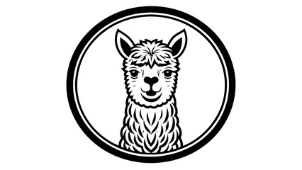 a-alpaca-icon-in-circle-logo vector illustration 