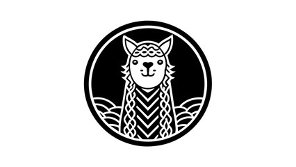 a-alpaca-icon-in-circle-logo vector illustration 