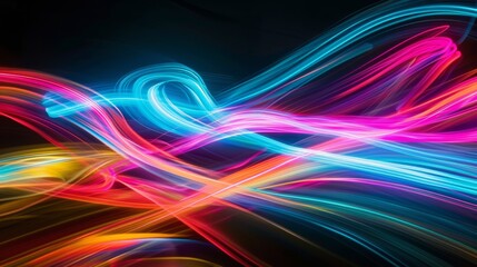 Colorful light trails with dark background