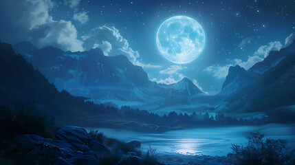 beauty of a moonlit landscape