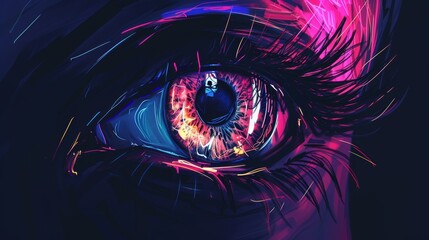 Colorful digital art of a human eye