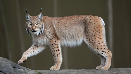 a lynx with its fur standing on end a defensive p upscaled 3 - obrazy, fototapety, plakaty