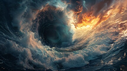 Majestic Wave in the Ocean - obrazy, fototapety, plakaty