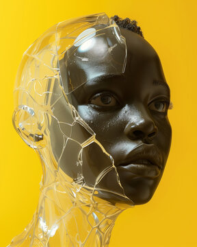 ethereal honey glass statue of Ethiopian model