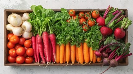 An AI-generated image of a picture frame created from an array of fresh root vegetables - carrots, beets, and turnips - showcased on a pristine white background, where the vibrant oranges, reds